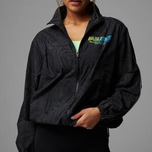 Fabletics Oversized Flyweight Windbreaker Jacket Black High Frequency Reflective